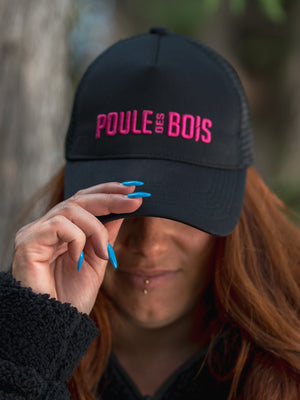 Casquette à Couette NOIR Logo BRODÉ ROSE
