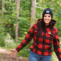 WOMEN'S RED CHECKED JACKET (LEATHER PATCH)