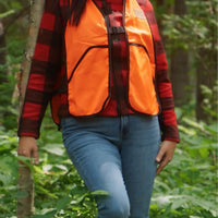 WOMEN'S RED CHECKED JACKET (LEATHER PATCH)