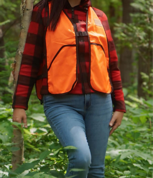 WOMEN'S RED CHECKED JACKET (LEATHER PATCH)