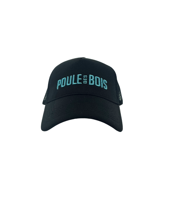 Casquette à Couette NOIR Logo BRODÉ TURQUOISE