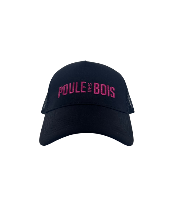 Casquette à Couette NOIR Logo BRODÉ ROSE