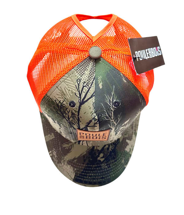 CASQUETTE À COUETTE CAMO PDB FILET ORANGE CASEPACK 6