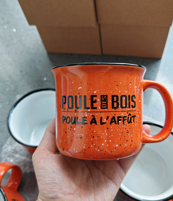 Tasse céramique 450 ml ORANGE Poule à l'affût!