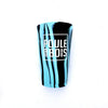 16 oz glass in TURQUOISE and BLACK silicone (single)